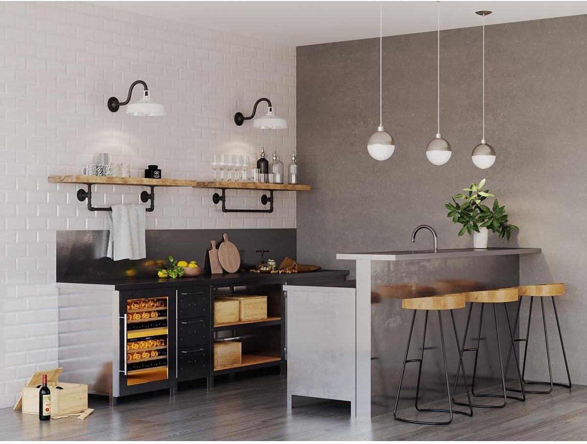 Progress Lighting Globe Collection 1-Light Pendant, Steel, Black Finish, Opal Glass Shade