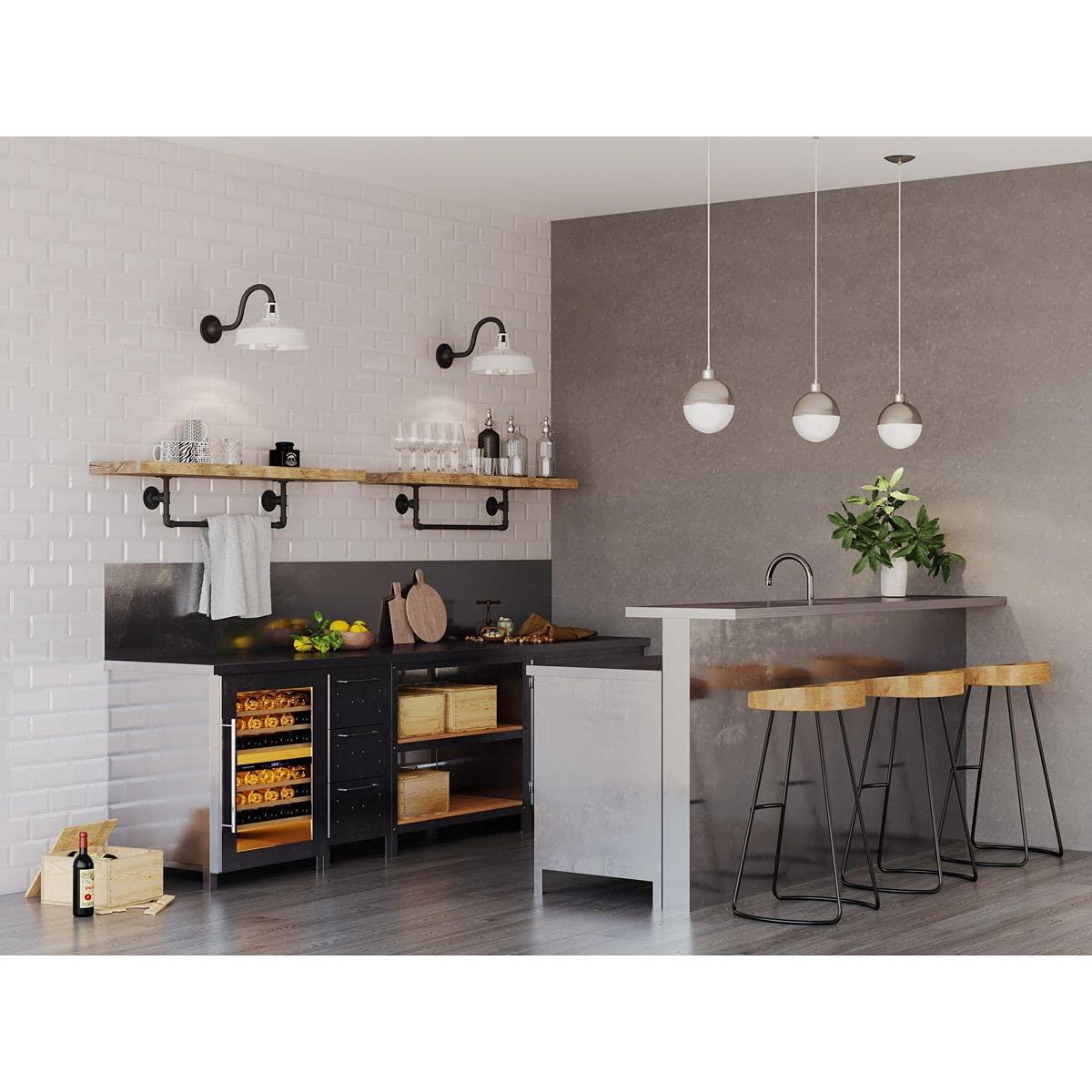 Progress Lighting Globe Collection 1-Light Pendant, Steel, Black Finish, Opal Glass Shade