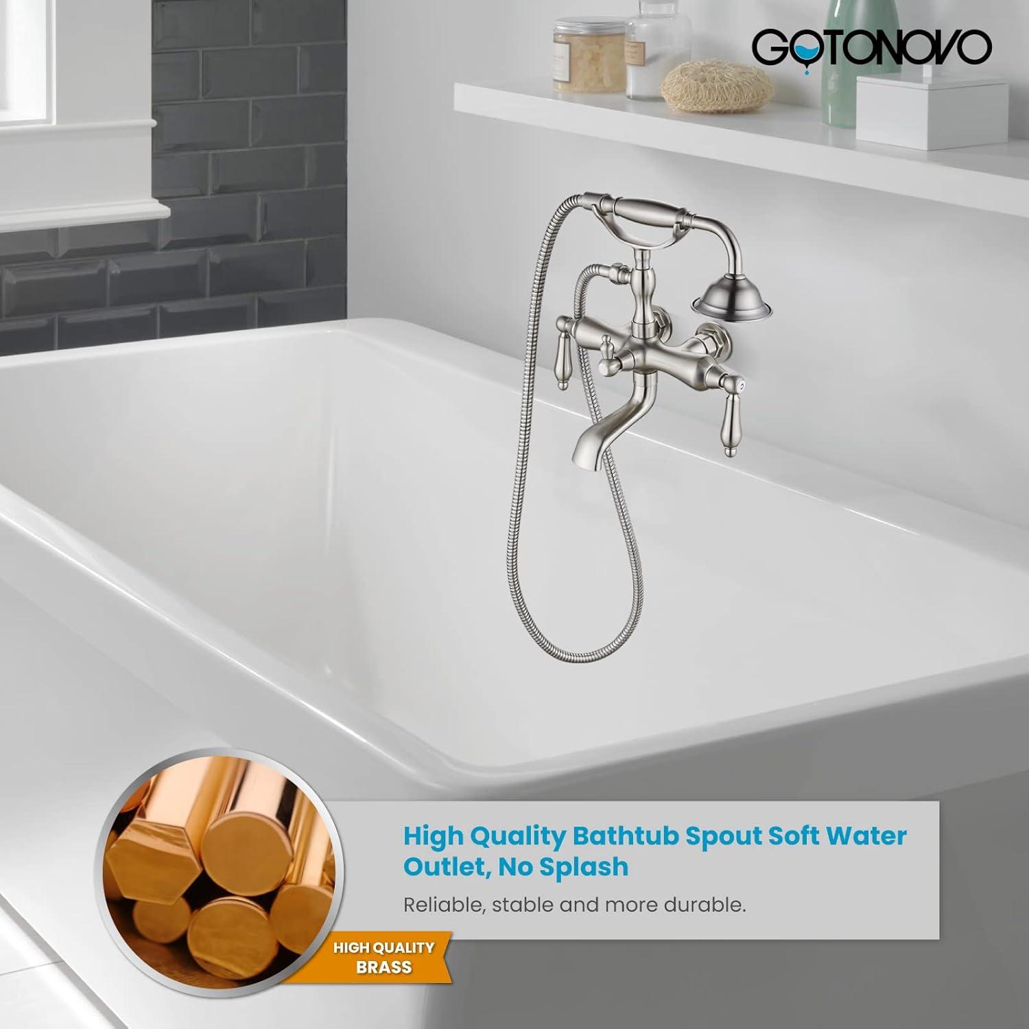 2 Handle Wall Mounted Clawfoot Tub Faucet