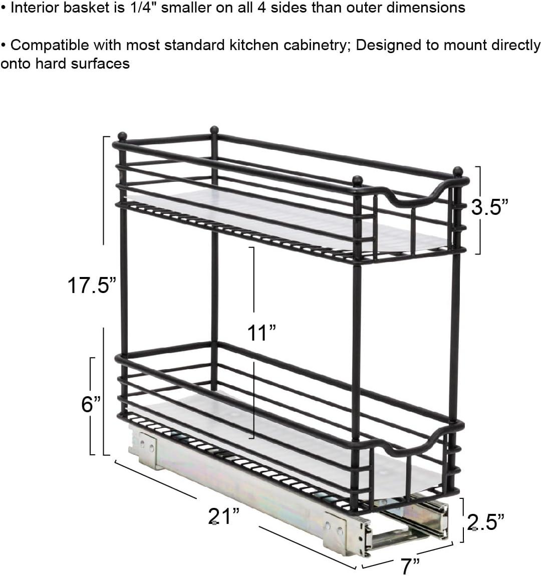 Glidez Multipurpose Steel Pull-Out/Slide-Out Storage Organizer with Plastic Liners for Under Cabinet Use, Fits Standard Size Cabinet or Shelf