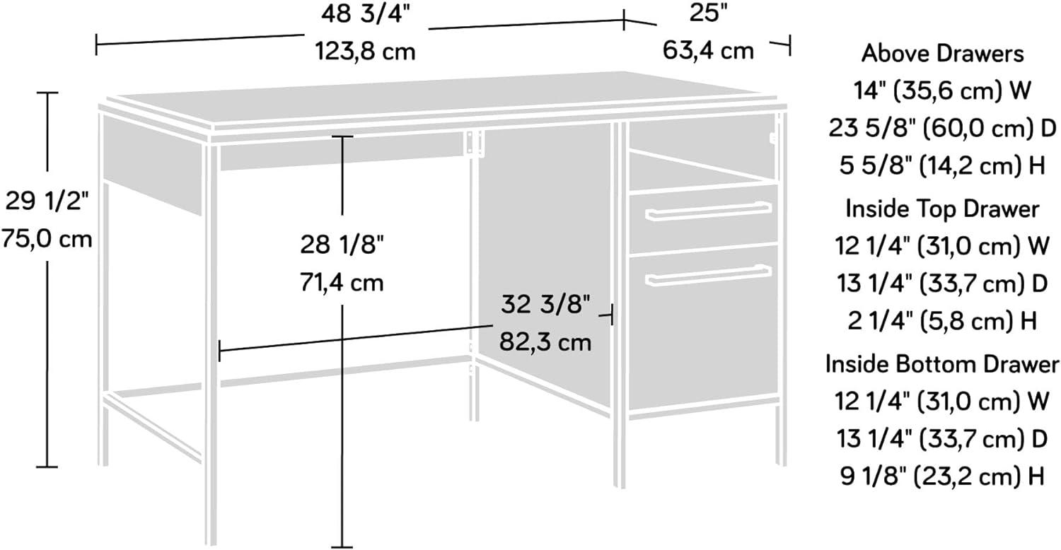 Grand Walnut Wood Desk with Drawer and Filing Cabinet