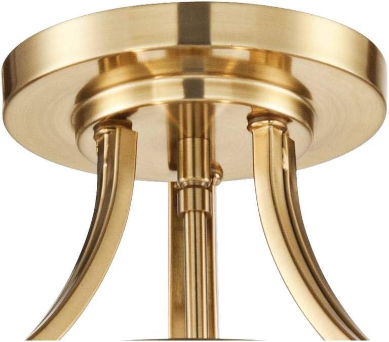 Possini Euro Design Deco Modern Ceiling Light Semi Flush Mount Fixture 16" Wide Warm Brass 2-Light White Glass Bowl for Bedroom Kitchen Living Room