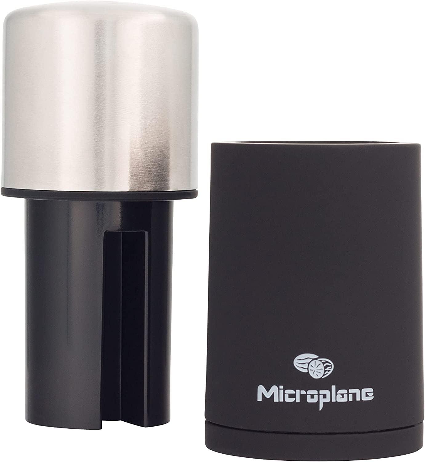 Microplane Stainless Steel Spice Mill - Effortless Grating & Aroma-Enhancing Design, Stainless Steel Blades, with Storage Compartment