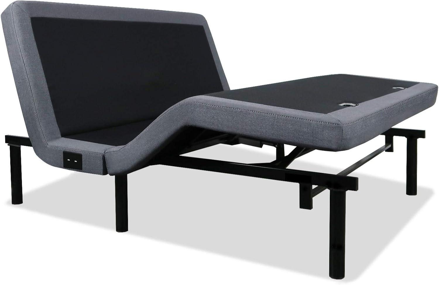 King Adjustable Black Metal Frame Bed with Wireless Remote