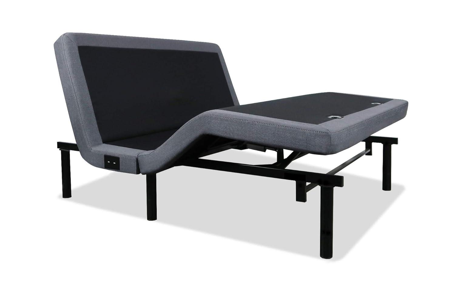 King Adjustable Black Metal Frame Bed with Wireless Remote
