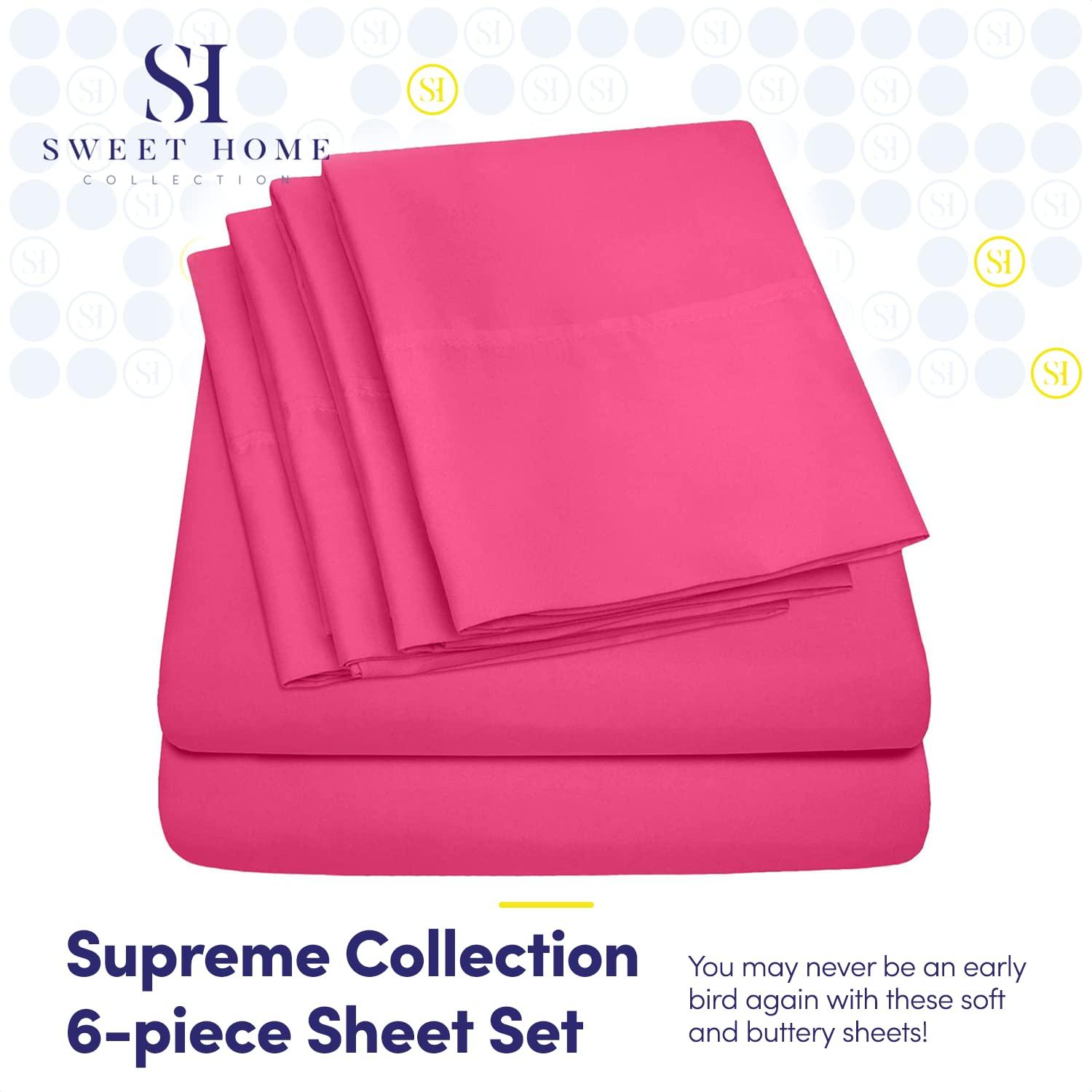 4 Piece Sheet Set, Ultra Soft 1800 Series Collection - King, Fuchsia