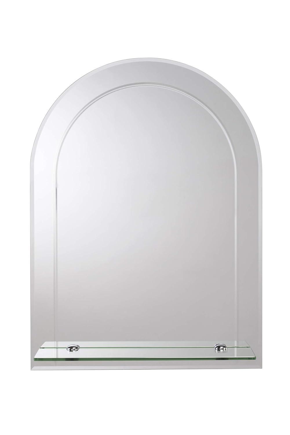Croydex Fairfield Easy Install, Arch Bathroom Mirror with Single Shelf