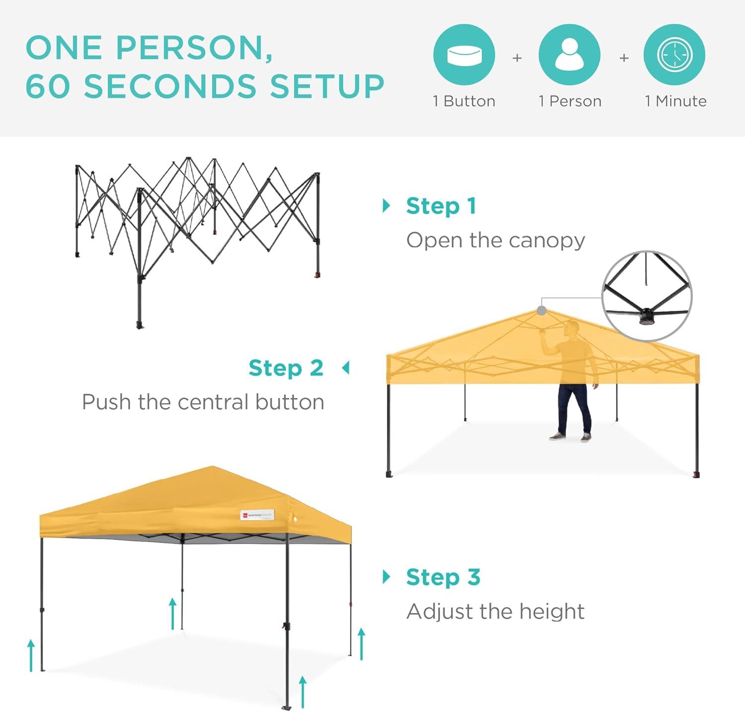 Best Choice Products Easy Setup Pop Up Canopy W/ 1-Button Setup, Wheeled Case, 4 Weight Bags & Reviews | Wayfair