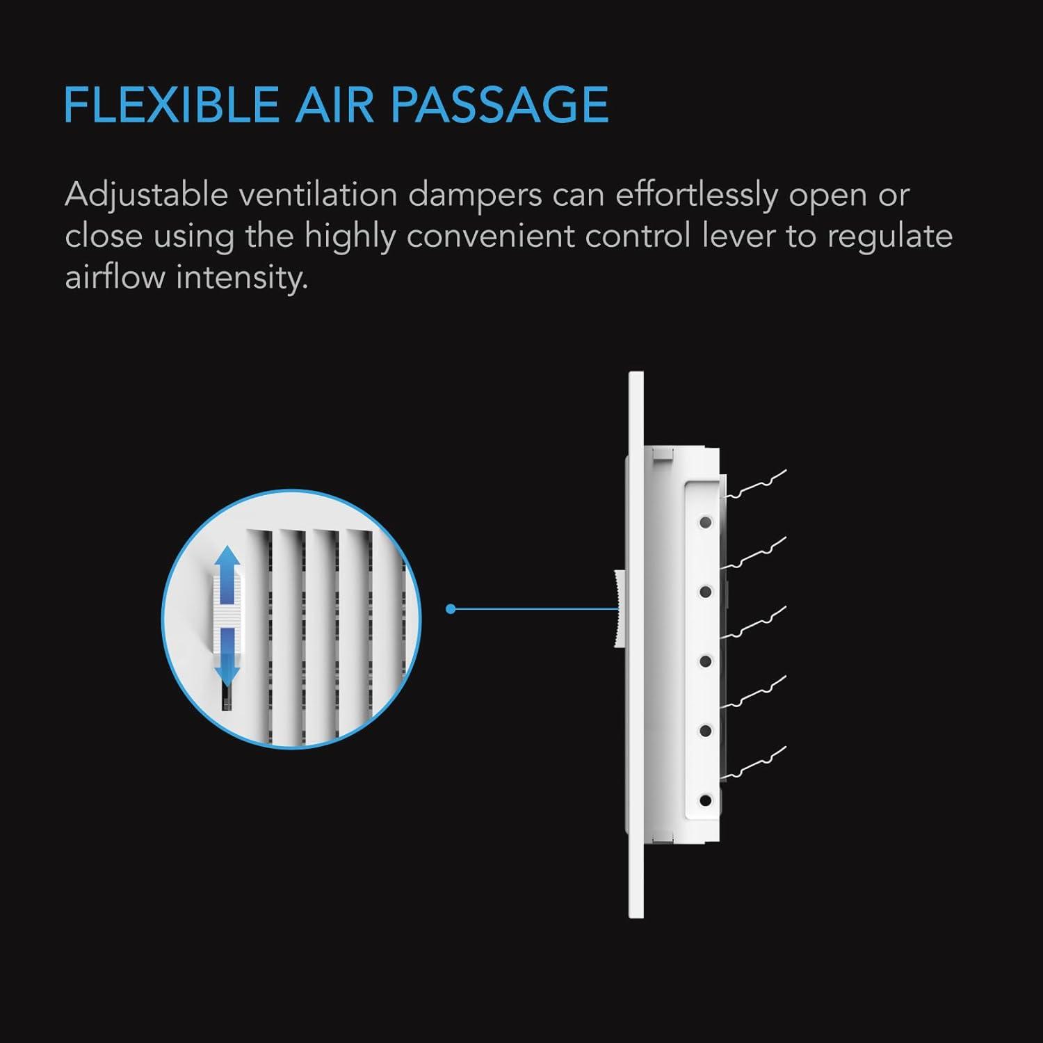 AC Infinity White 4wx12L Heating & Cooling Register for Ceiling, Wall and Floor