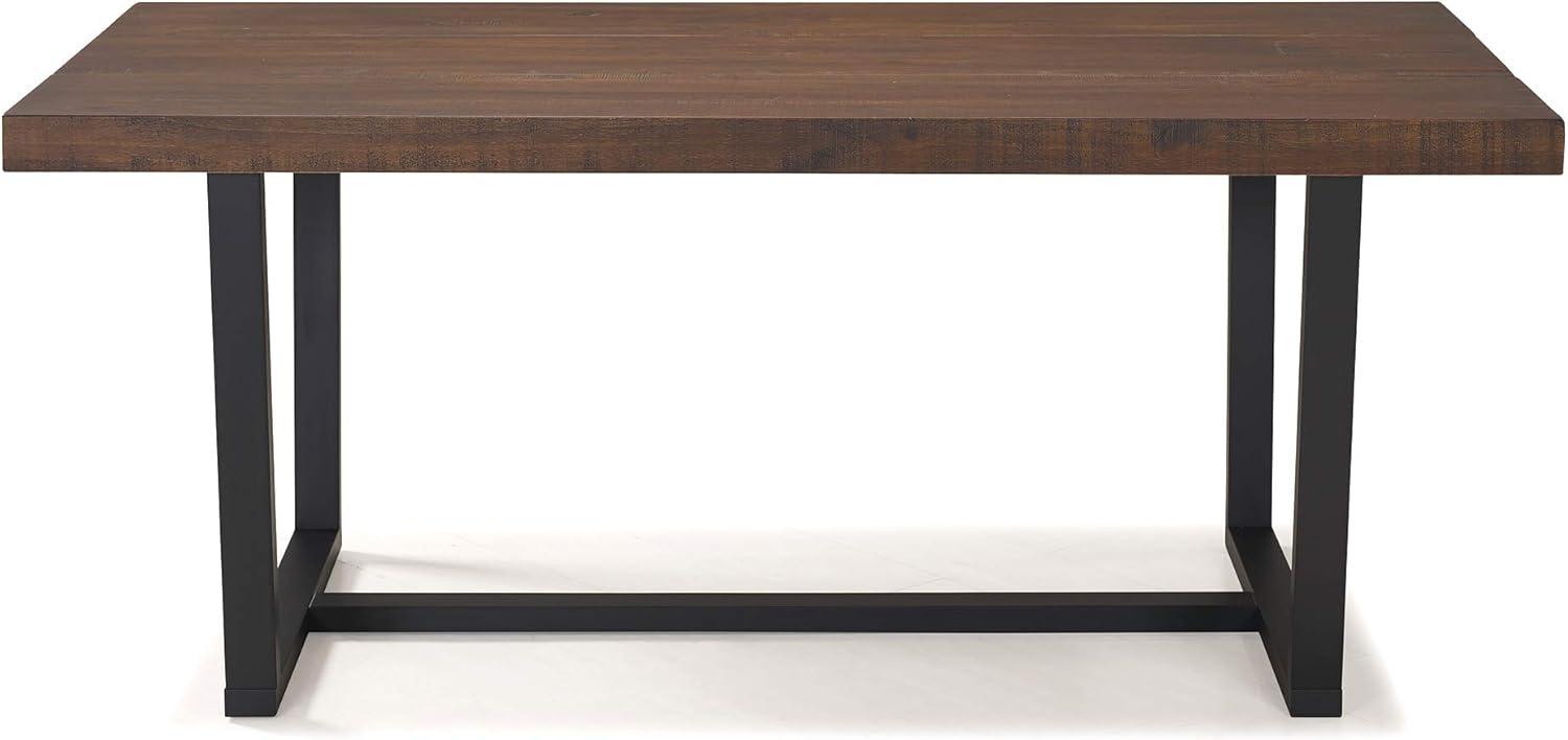Modern Distressed Solid Wood and Metal Open Frame Dining Table
