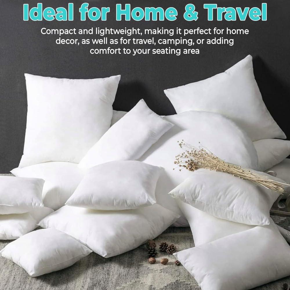 Bedding Throw Pillows Insert Set of 2 - 20 x 20 Inches Bed and Couch Pillows - Indoor Decorative Pillows