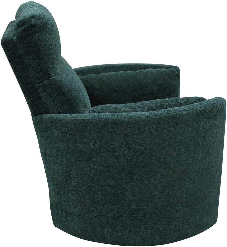 Contemporary Peacock Blue Leather Swivel Recliner Chair