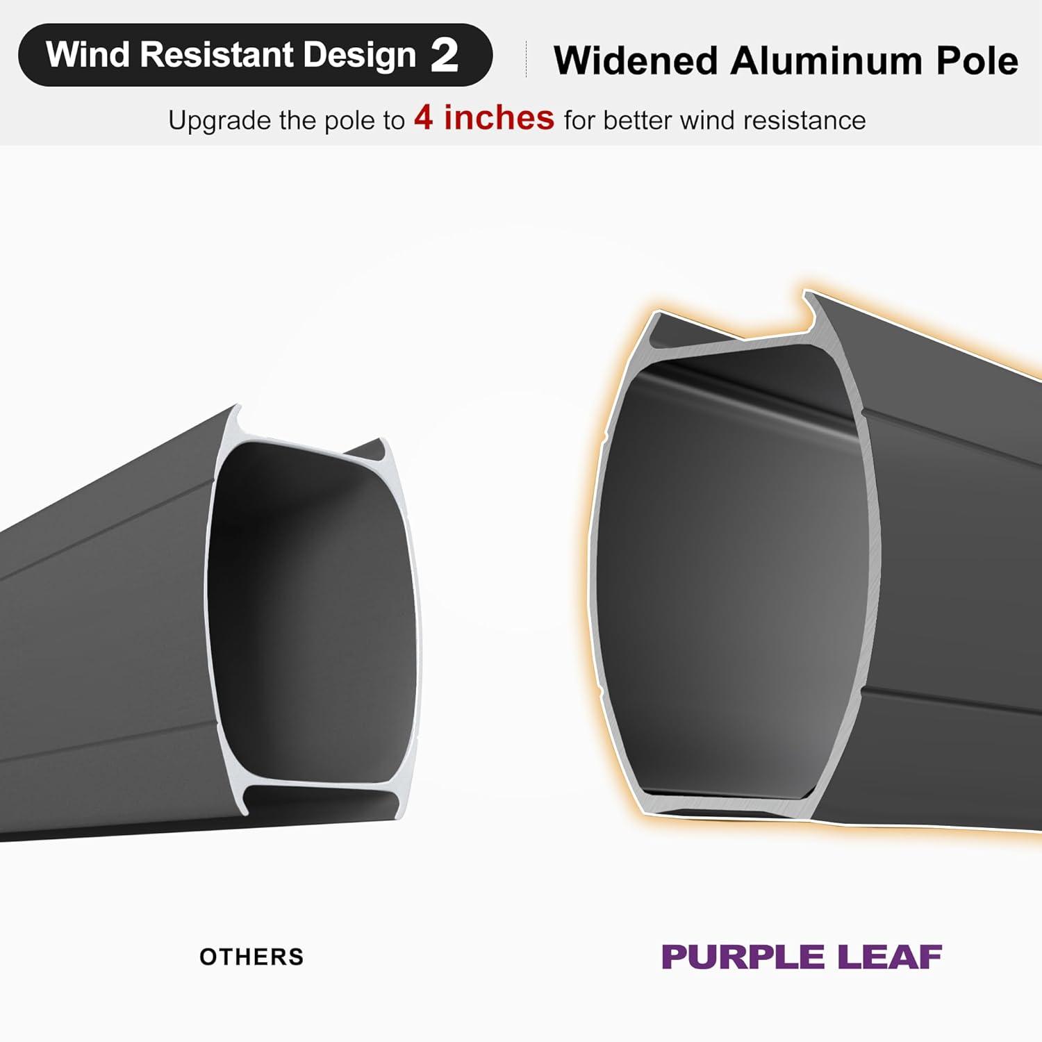 PURPLE LEAF 10' X 13' Patio Umbrella, Rectangle Outdoor Cantilever Umbrella, Aluminum Offset Umbrella with Champagne Frame and 360° Rotation for Pool Deck Garden, Grey