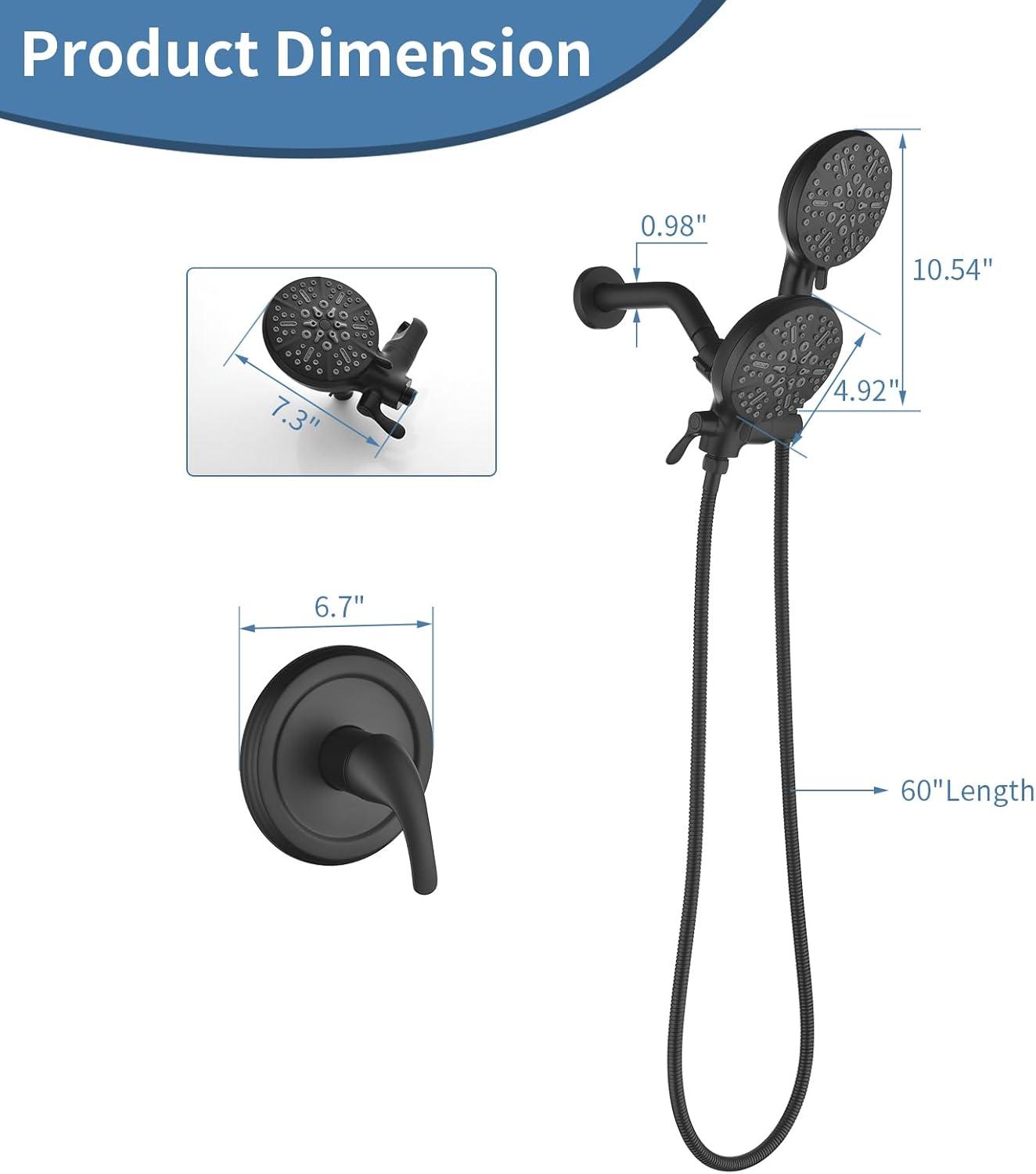 Matte Black Dual Shower Head System with Handheld