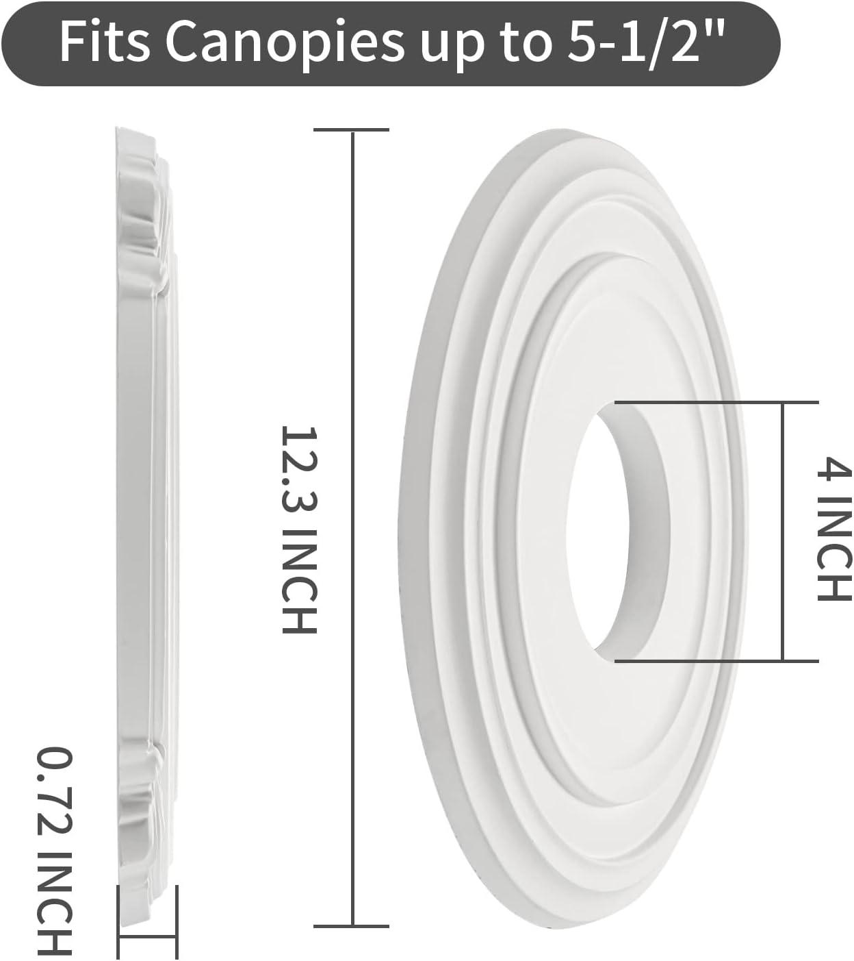 White Polyvinyl Ceiling Medallion for Light Fixtures, 12-3/8"