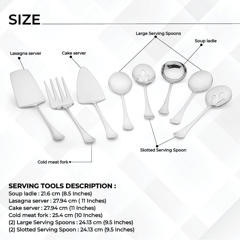 Avador Premium Stainless Steel 8-Piece Hostess Serving Utensil Set