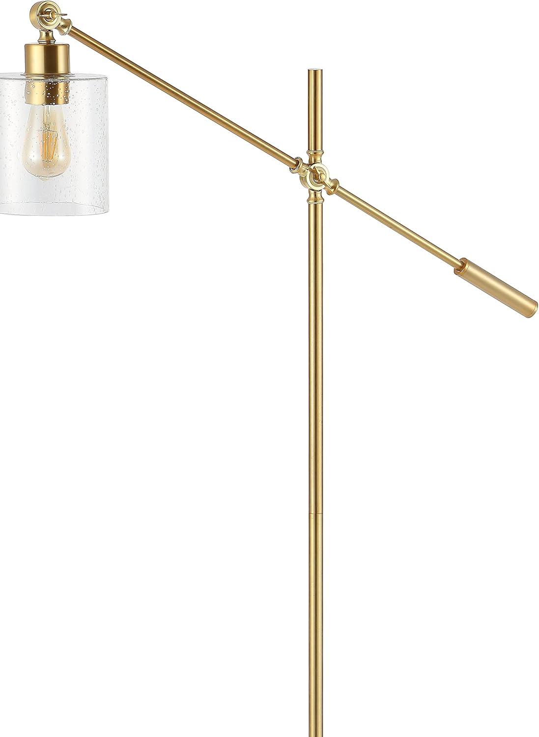 Kathryn Classic 60" Iron/Seeded Glass Adjustable Head Modern LED Floor Lamp, Brass Gold