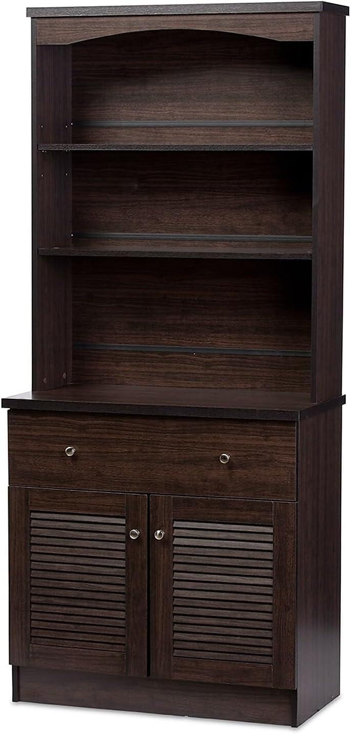 Agni Buffet and Hutch Kitchen Cabinet: Storage, Shelves, Drawer - Baxton Studio