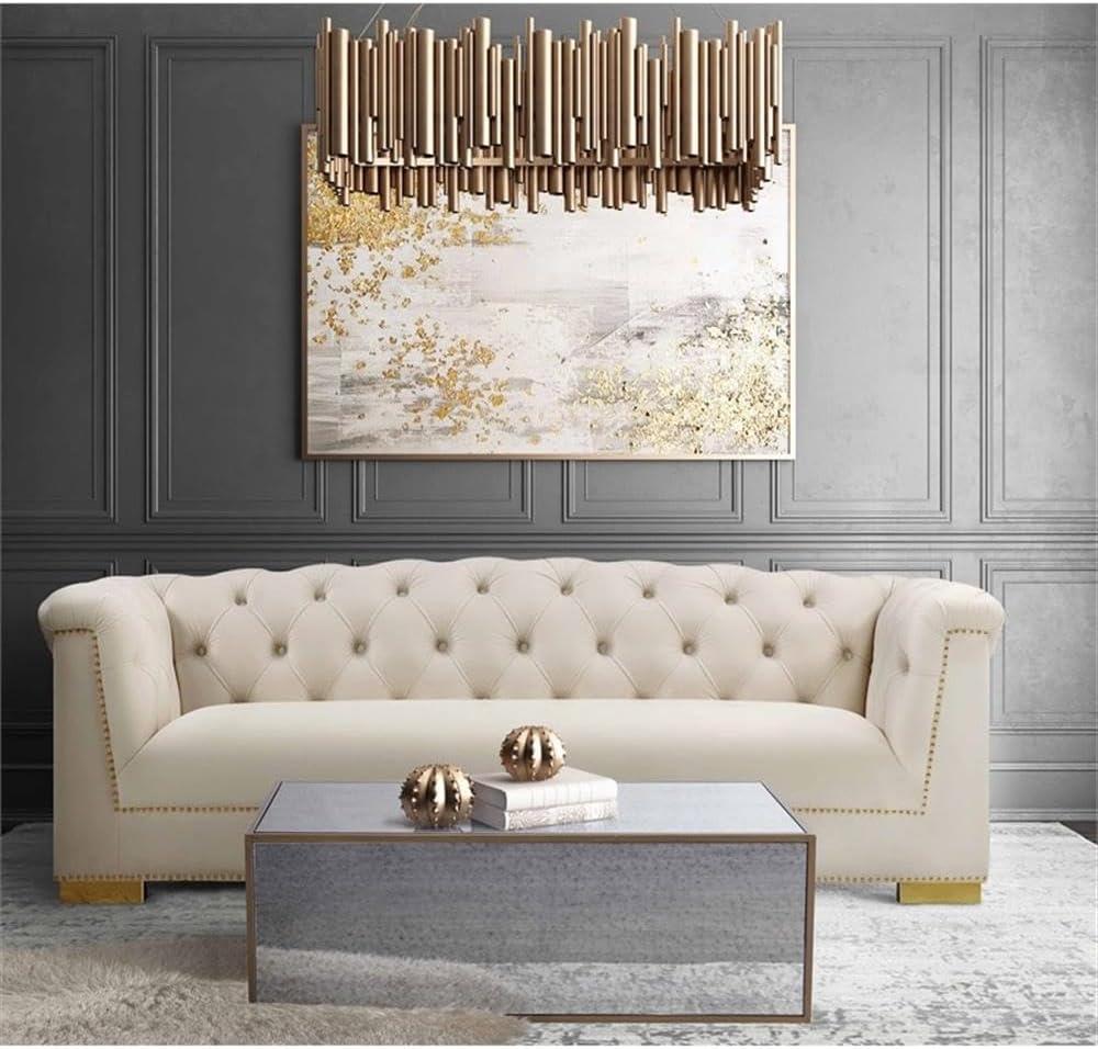 Lana Large Square Mirrored Glass Coffee Table with Brass Border