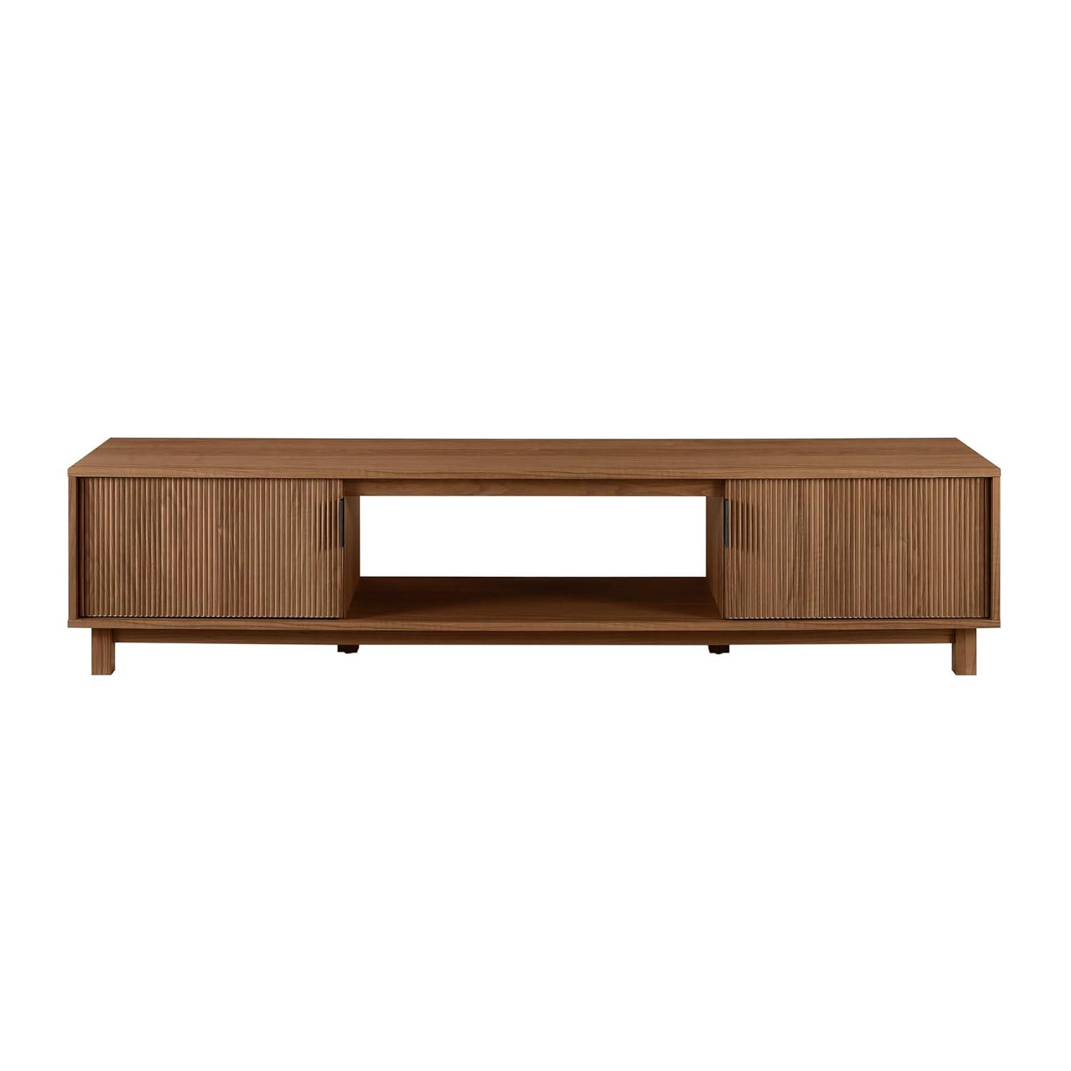 Mocha 70" Modern Fluted-Door TV Stand with Cabinet