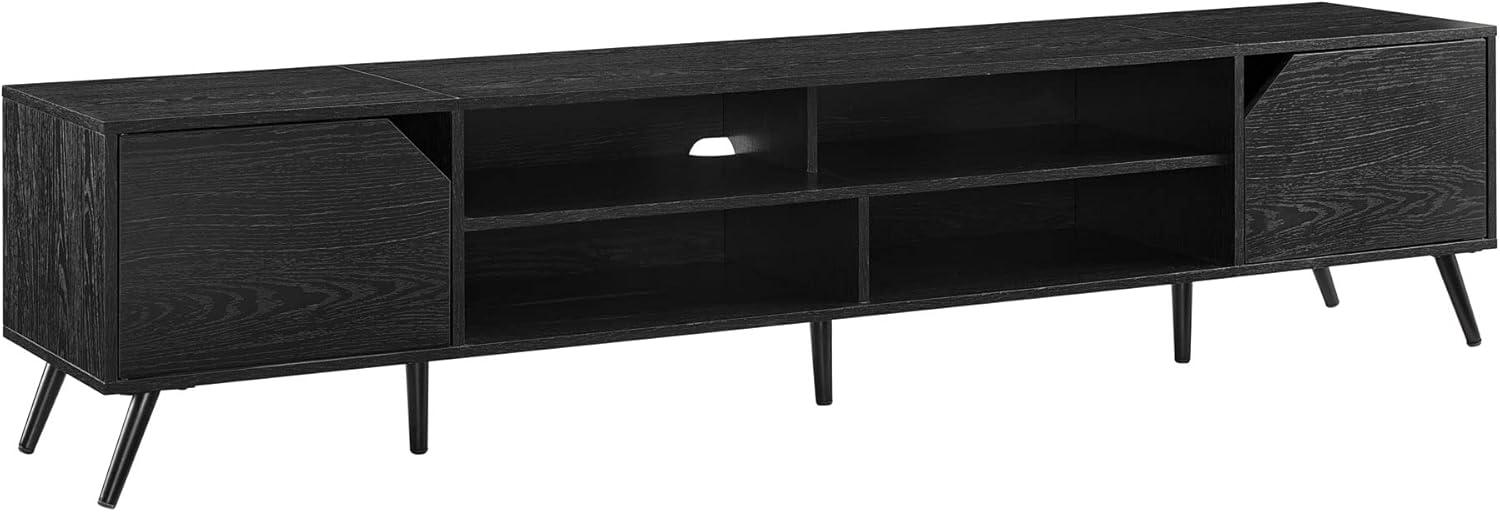 Black 80" Modern TV Stand with Cabinets and Open Shelves