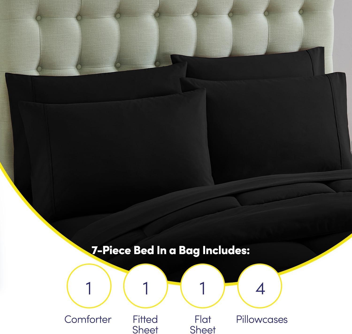 Sweet Home Collection All Season Bed-in-A-Bag 5pc/7pc Solid Color Comforter & Sheet Set Ultra Soft Bedding by Sweet Home Collection