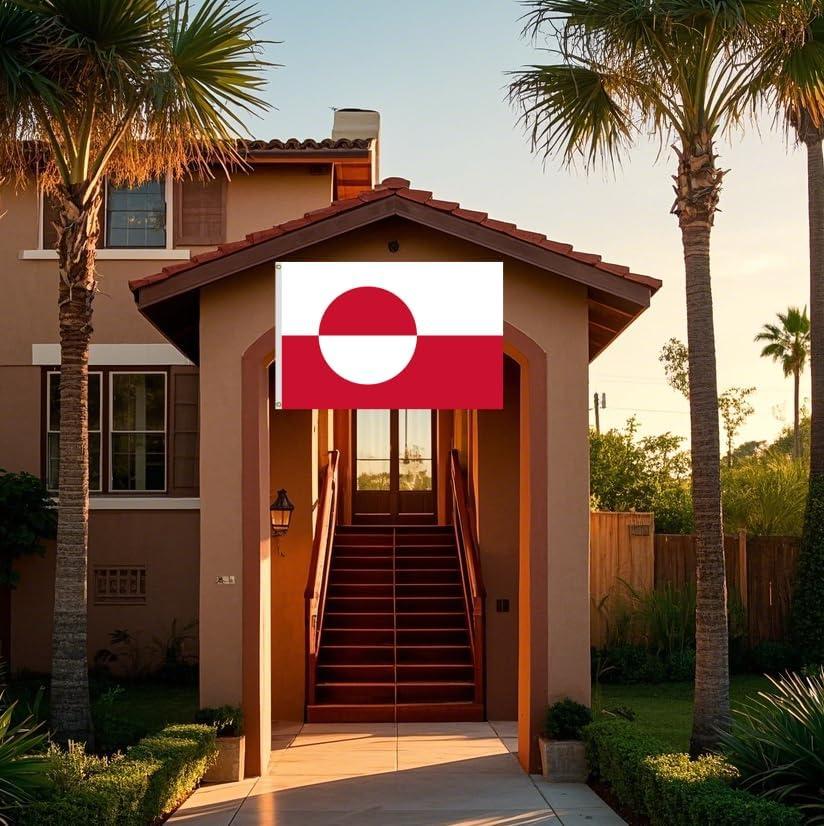 AGAS Greenland Flag 3x5 ft Double Stitched Hem 100% Polyester Metal Grommets Indoor Denmark Greenlander National Flag