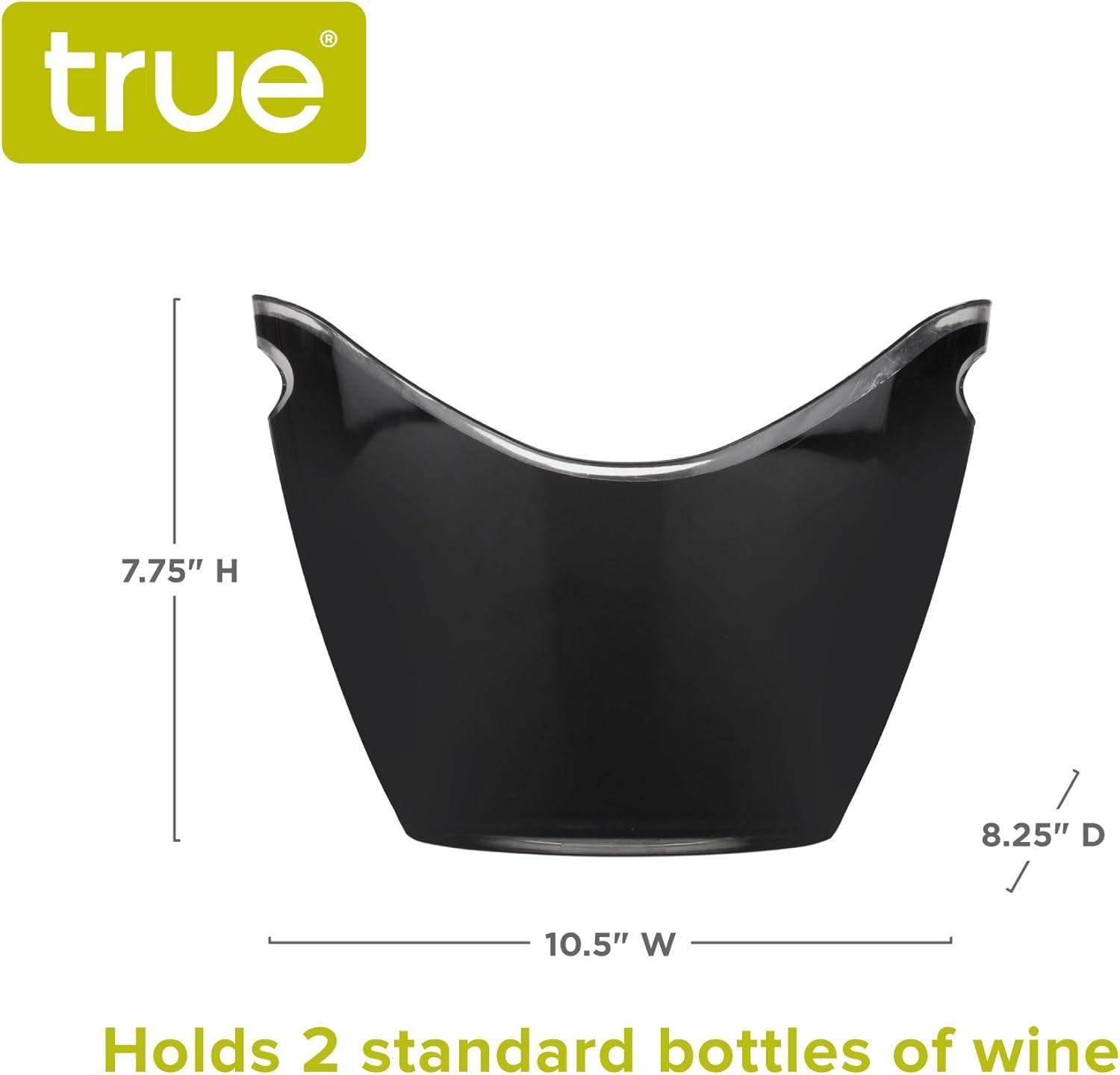 True Modern Wine & Champagne Bucket Black Ice Beverage Tub Indoor & Outdoor Home Kitchen Drink Bucket, Party Tubs for Drinks, 2 Bottles Capacity, Champagne & Wine Chiller Bucket