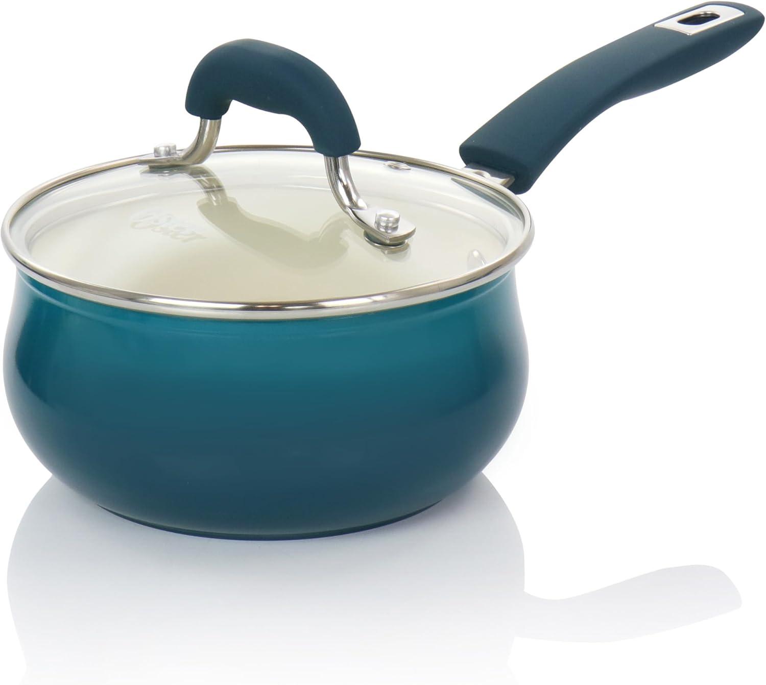 Oster Corbett 8 Piece Nonstick Aluminum Cookware Set in Teal