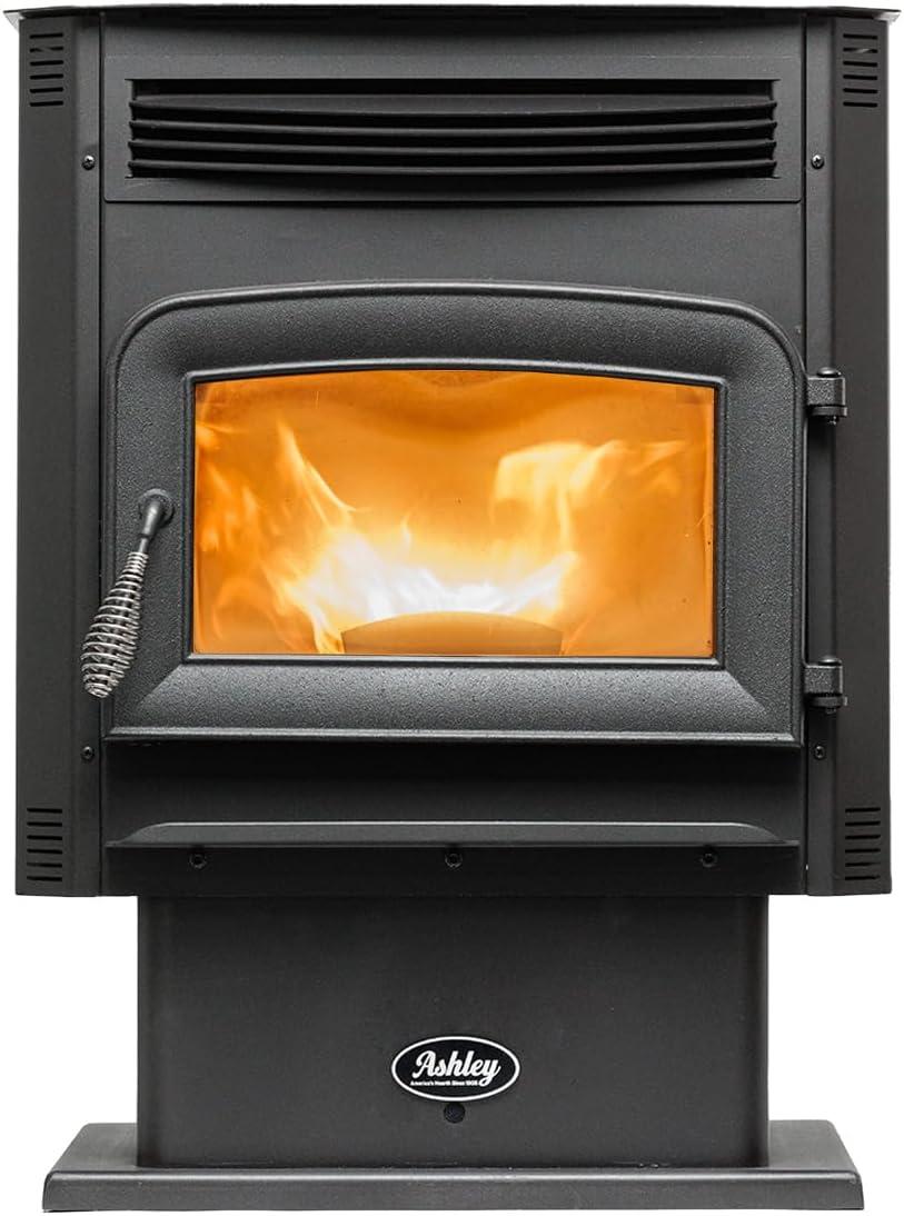 Ashley Black Steel Medium Pedestal Wood Pellet Stove