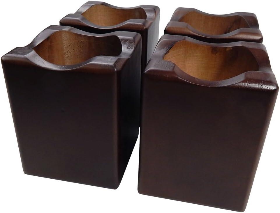 Walnut Finish Solid Rubberwood Furniture Risers, Set of 4