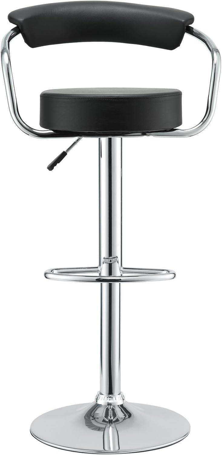 Modway Diner 24.5-33" Vinyl and Steel Bar Stool in Black (Set of 2)