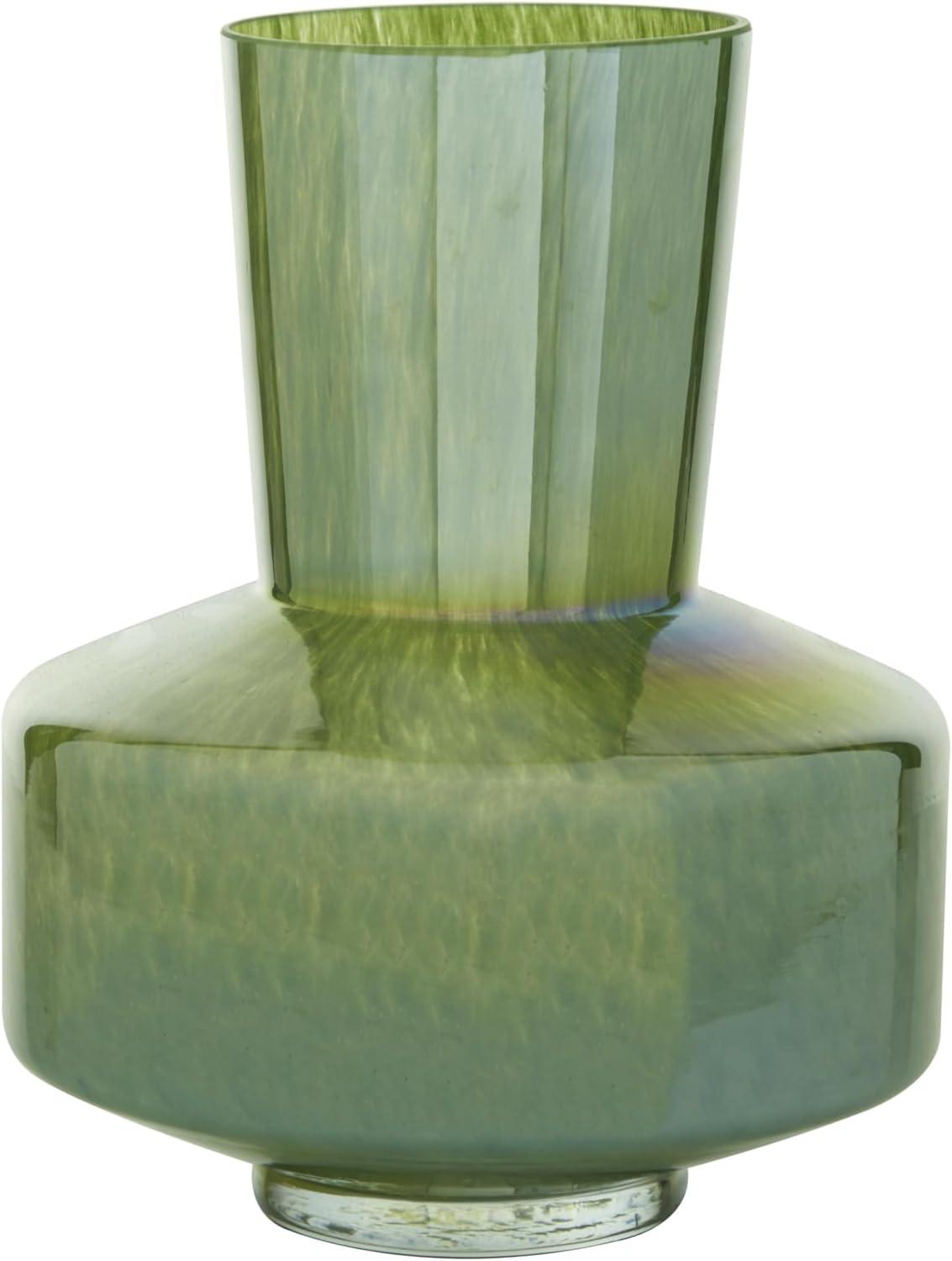 Modern Style Magician's Hat Jade Green Glass Vase, 12" X 11" X 11"