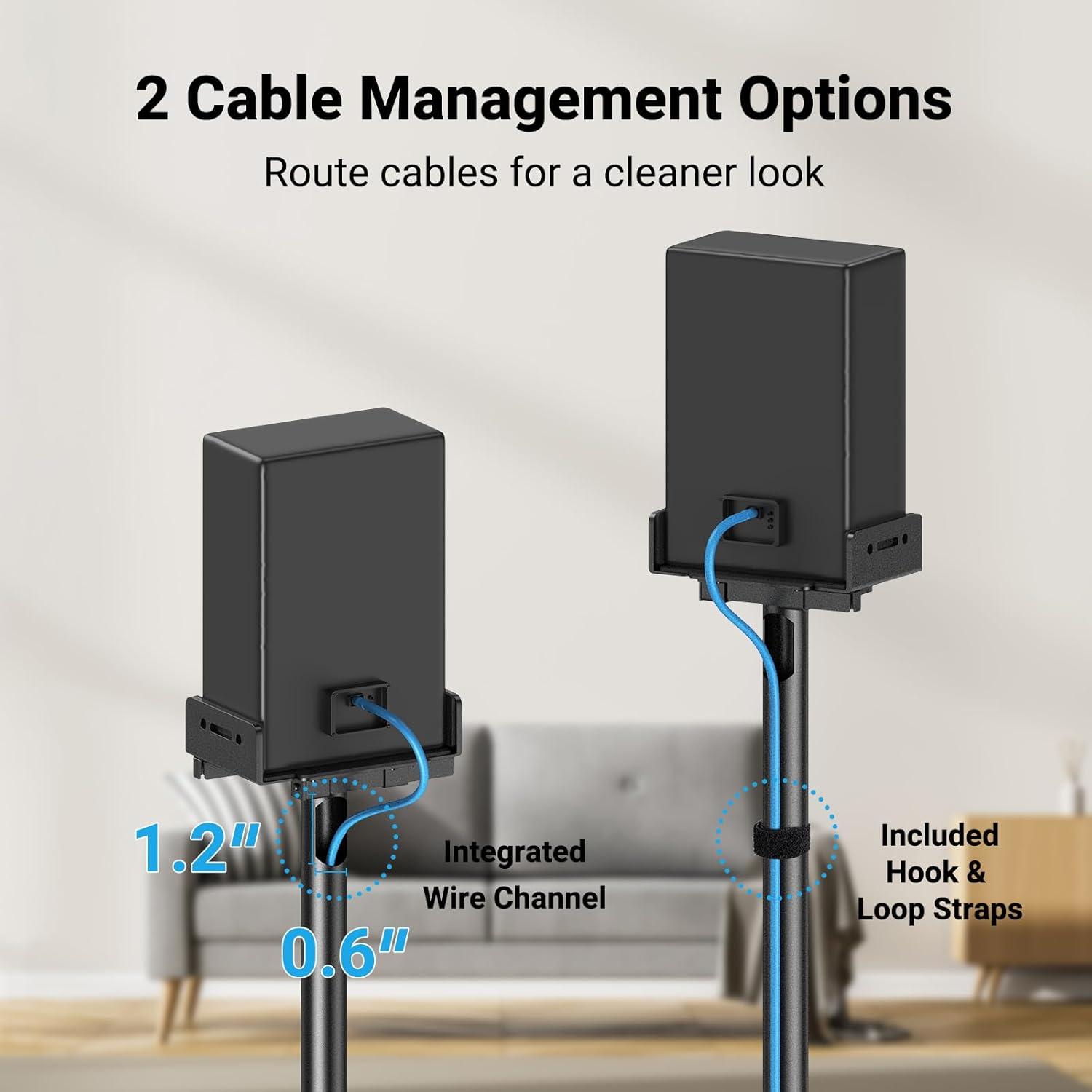 PERLESMITH Universal Speaker Stands Height Adjustable Extend 30.7 to 42.5 Holds Satellite Speakers & Bookshelf Speakers up to 11lbs-1 Pair PSSS2 Black