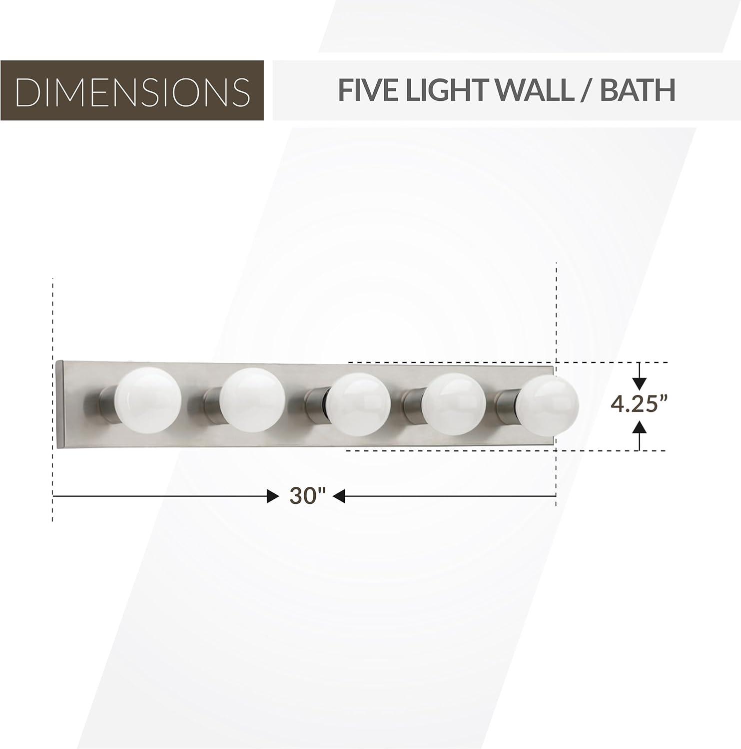 Brushed Stainless Steel 5-Light Dimmable Vanity Fixture