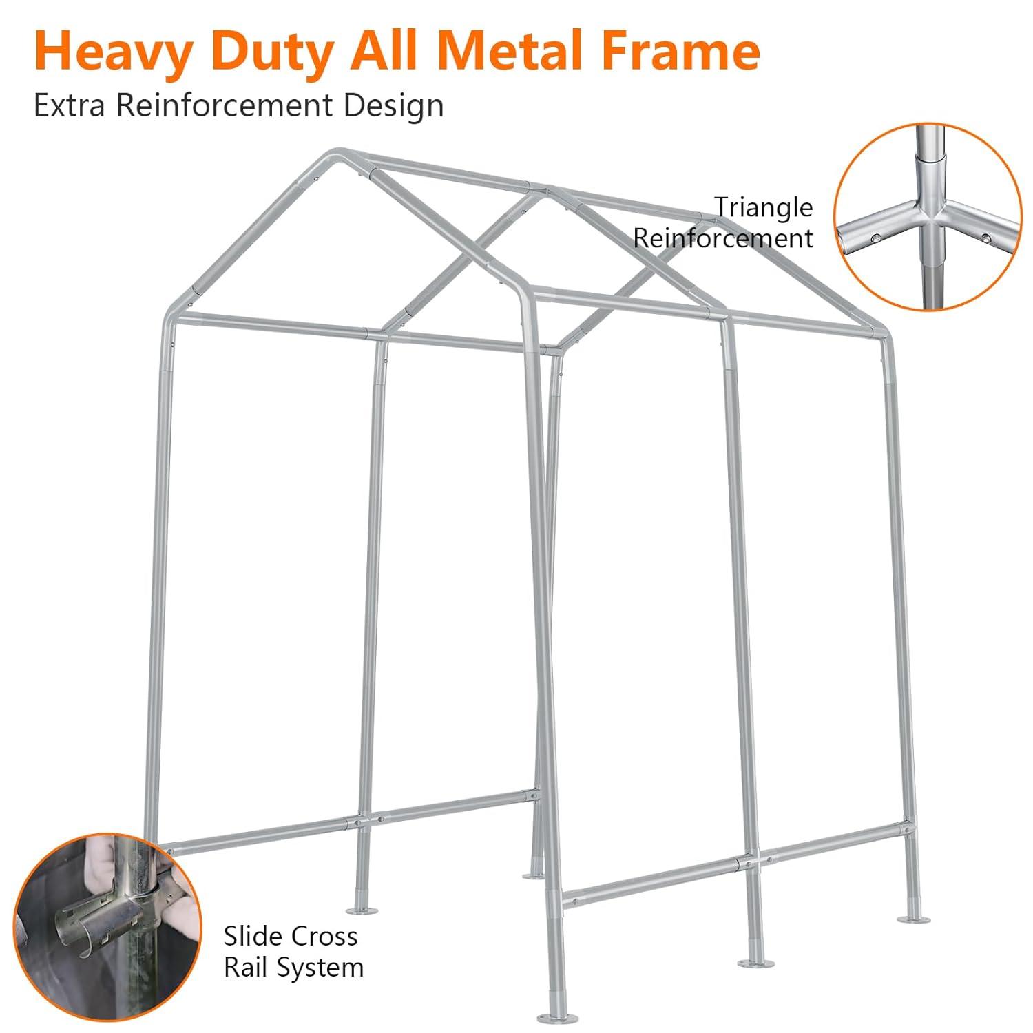 Soonbuy 12" x 12"Outdoor Storage Shelter Shed- Heavy Duty Storage Tent with Roll-up Zipper Door , Portable Garage Storage shed for Bike, Motorcycle Shelter, Gray