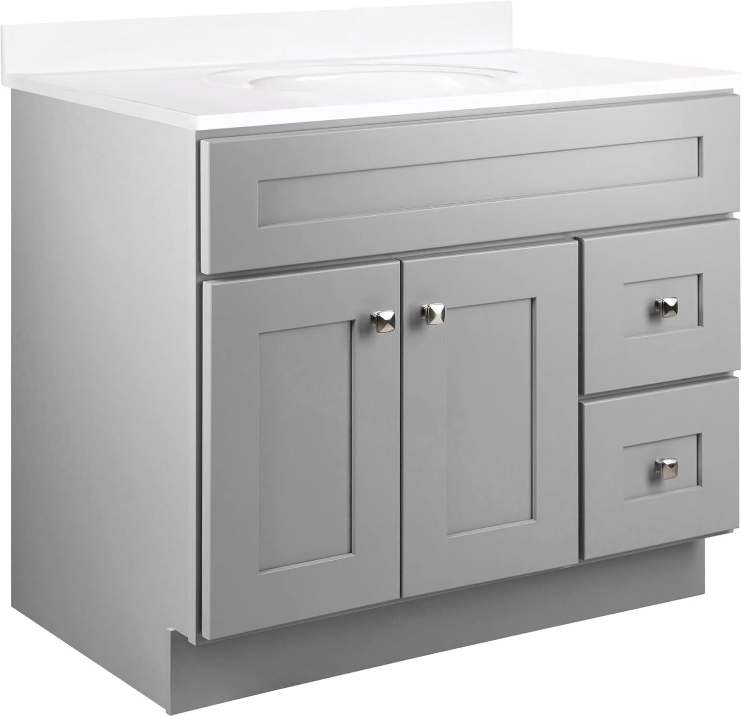 Brookings 36 Inch Bathroom Vanity, Solid Wood, Ready to Assemble