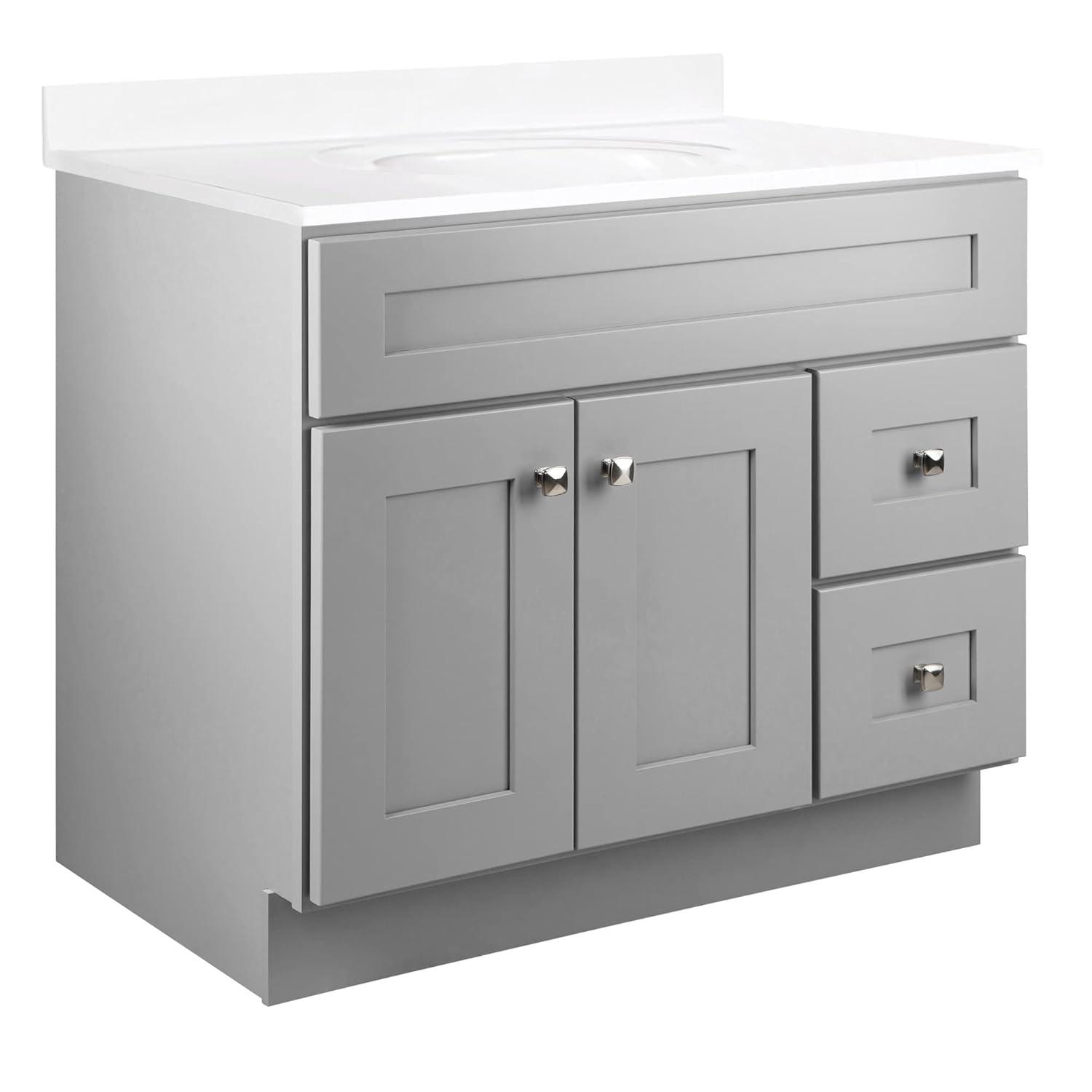 Design House Brookings 36 Inch Bathroom Vanity, Ready to Assemble, Solid Wood, Sherwin Williams – Design House, 587097