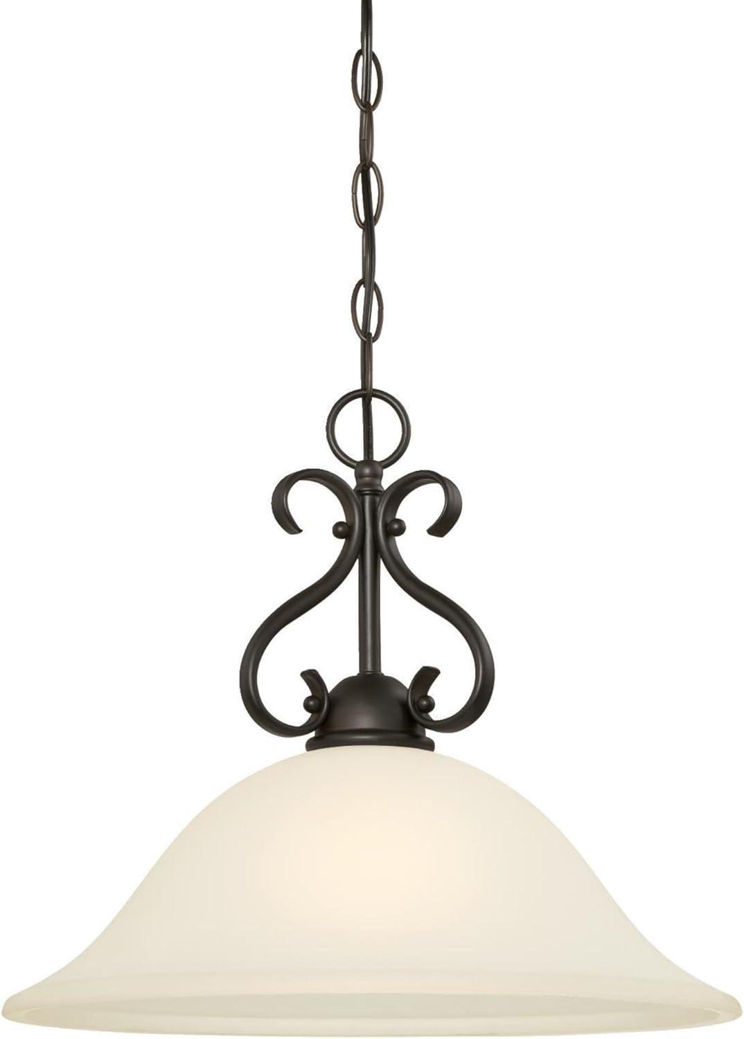 Dunmore 15" Bronze Pendant with Frosted Glass Shade