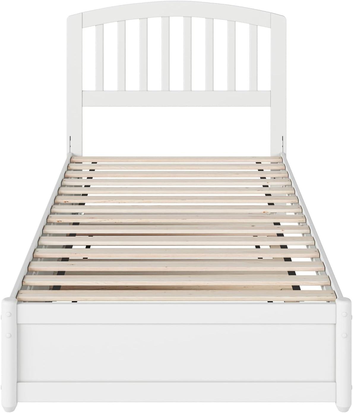 Lucia Twin XL Wood Platform Bed with Panel Footboard & Twin XL Trundle in White