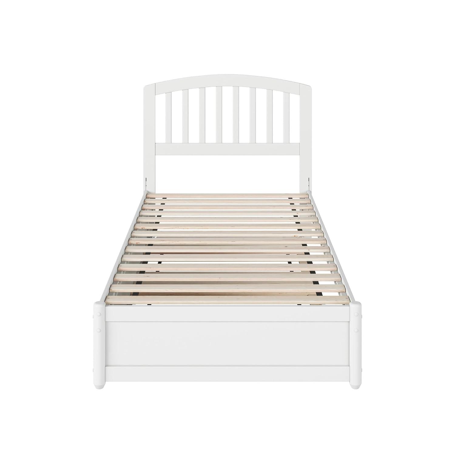 Lucia Twin XL Wood Platform Bed with Panel Footboard & Twin XL Trundle in White