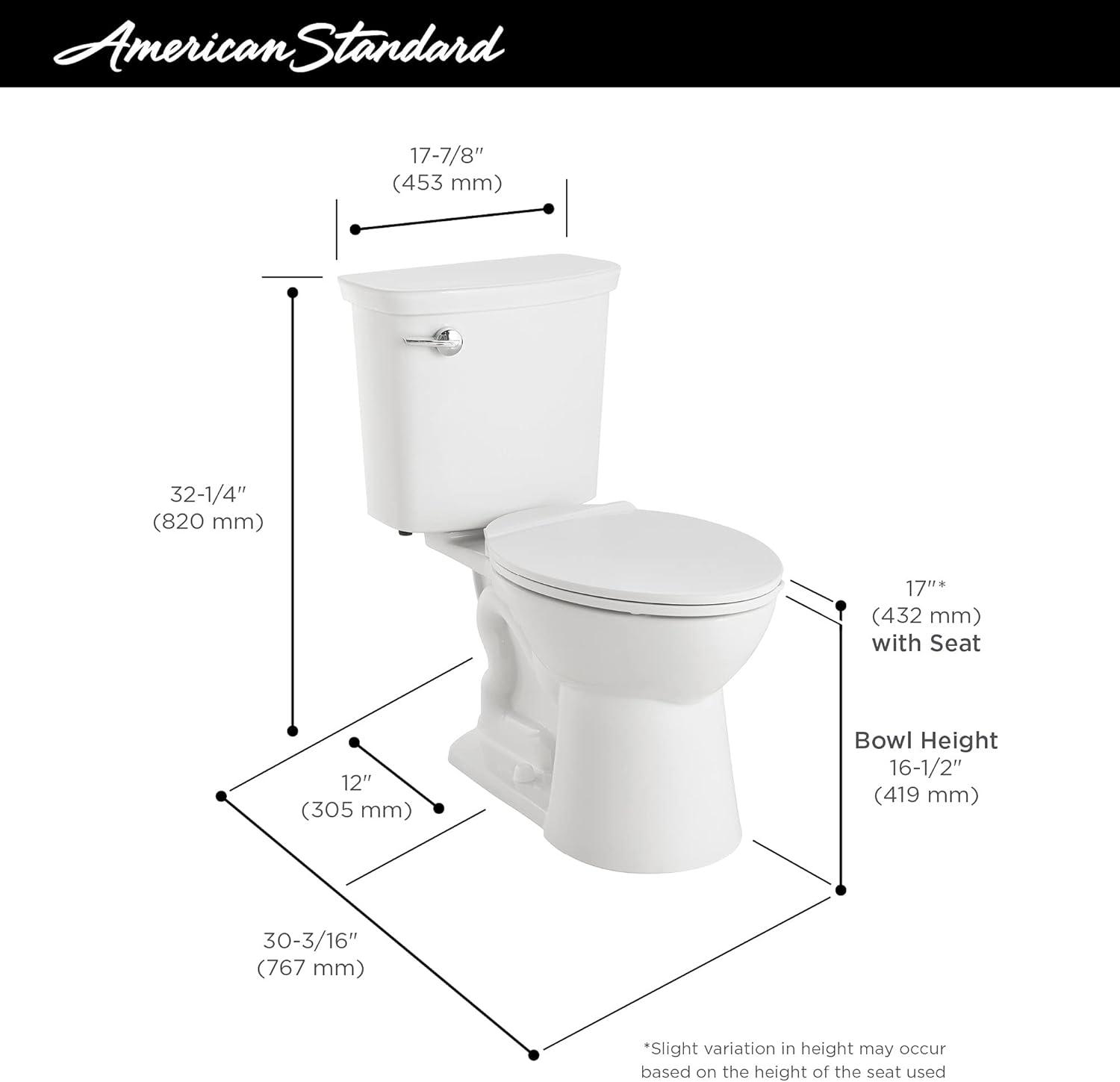 American Standard VorMax 1 Gallons GPF Elongated Comfort Height Floor Mounted Kit (Seat Included)