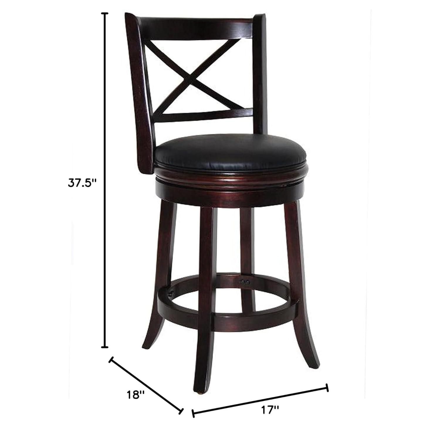 24" Georgia Swivel Hardwood Counter Height Barstool Cappuccino - Boraam: Upholstered, X-Back, 360-Degree