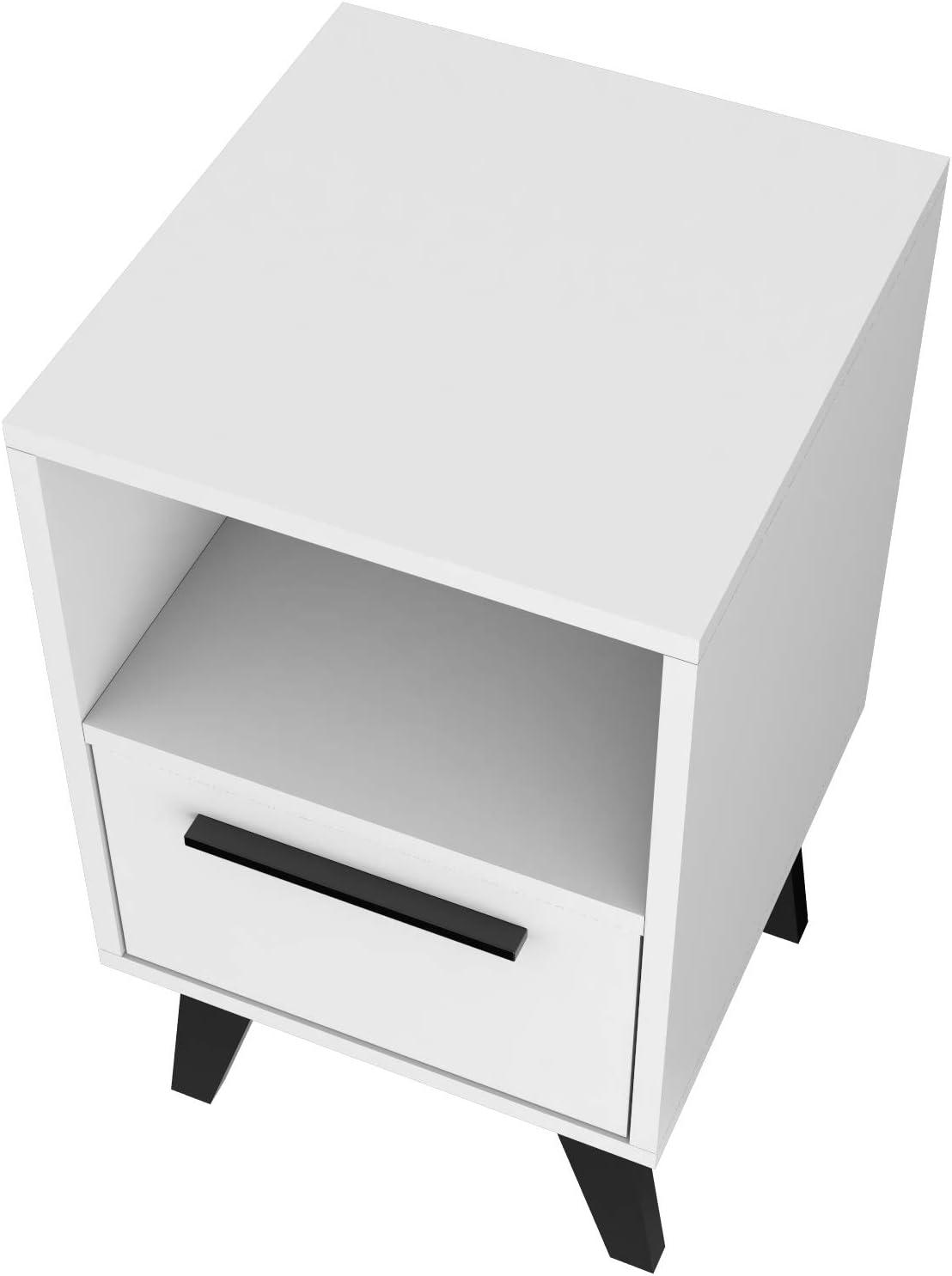 Mid-Century- Modern Amsterdam Nightstand 1.0 with 1 Shelf in White