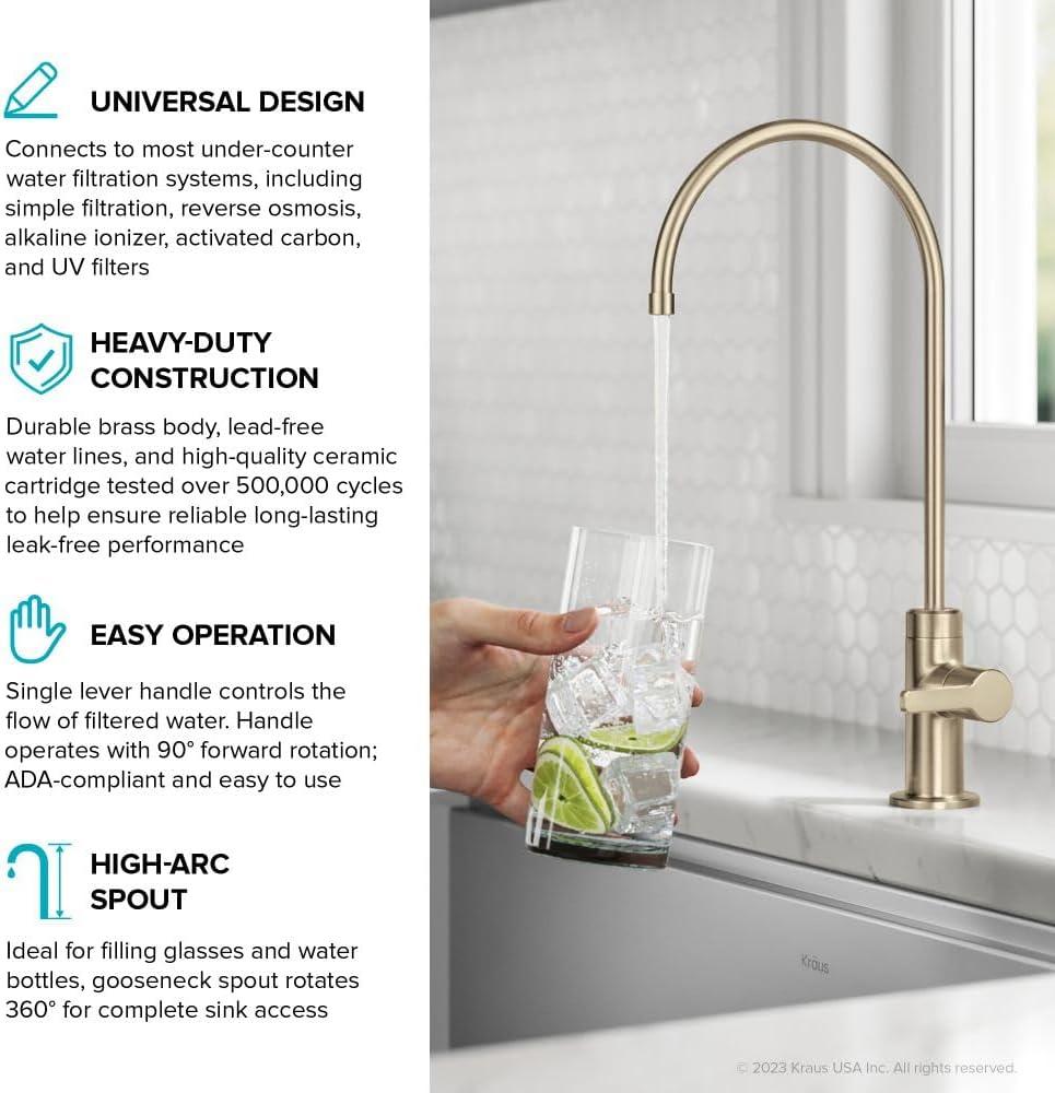 KRAUS Oletto Single Handle Drinking Water Filter Faucet for Reverse Osmosis