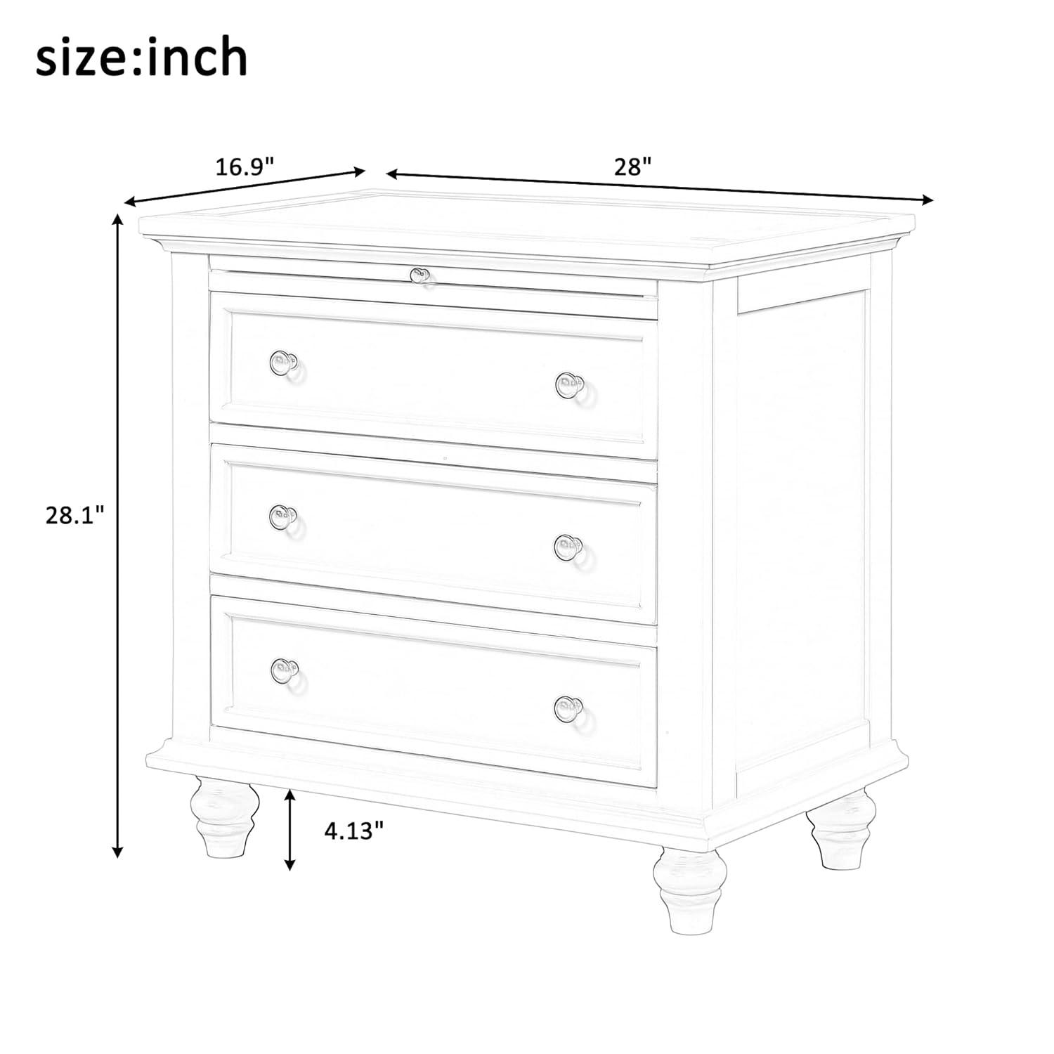 Historyli Go5H Bedside Table With 3 Drawers, Solid Wood Legs, Pull Out Tray Pine Wood Night Stand, Modern Side End Table Cabinet For Office, Living Room, Bedroom