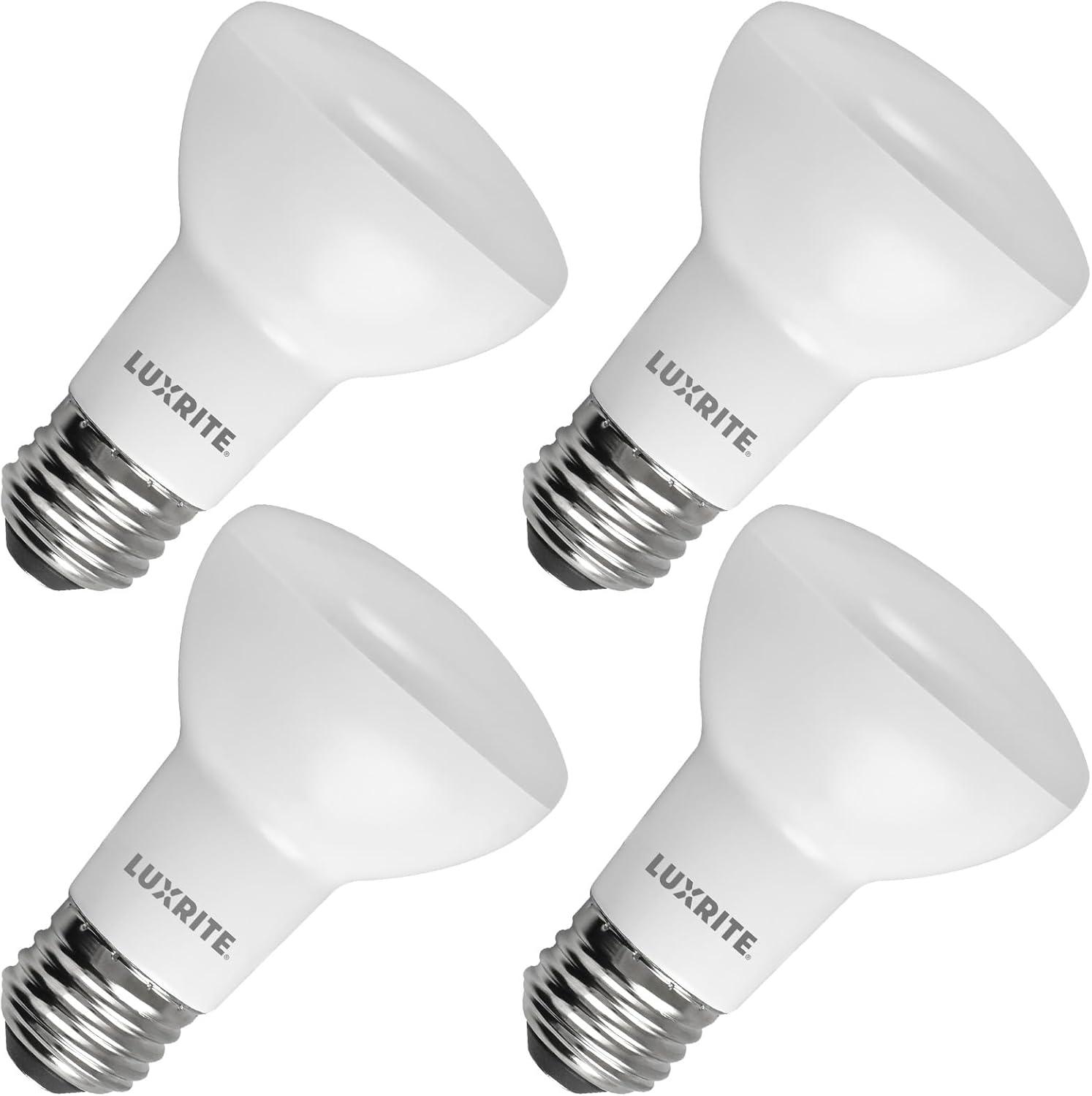 LUXRITE BR20 LED Bulb, 45W Equivalent, 6500K Daylight, Dimmable, 460 Lumens, R20 LED Flood Light Bulb 6.5W, Energy Star, Damp Rated, E26 Base, Perfect for Recessed and Track Lighting (4 Pack)