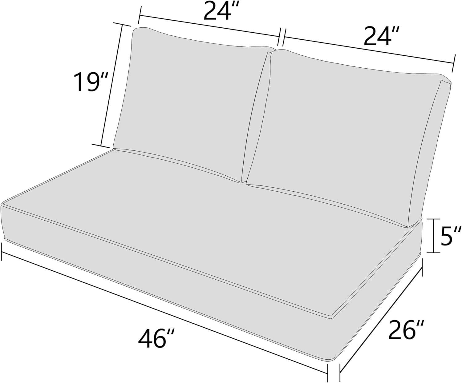 Outdoor Loveseat Cushion Set 46 X 26 Inch Water Repellent & Fadeness Patio Furniture Cushions,Removable Outdoor Couch Cushions with Hidden Zipper & Adjustment Staps for Couch, Bench, and Swing