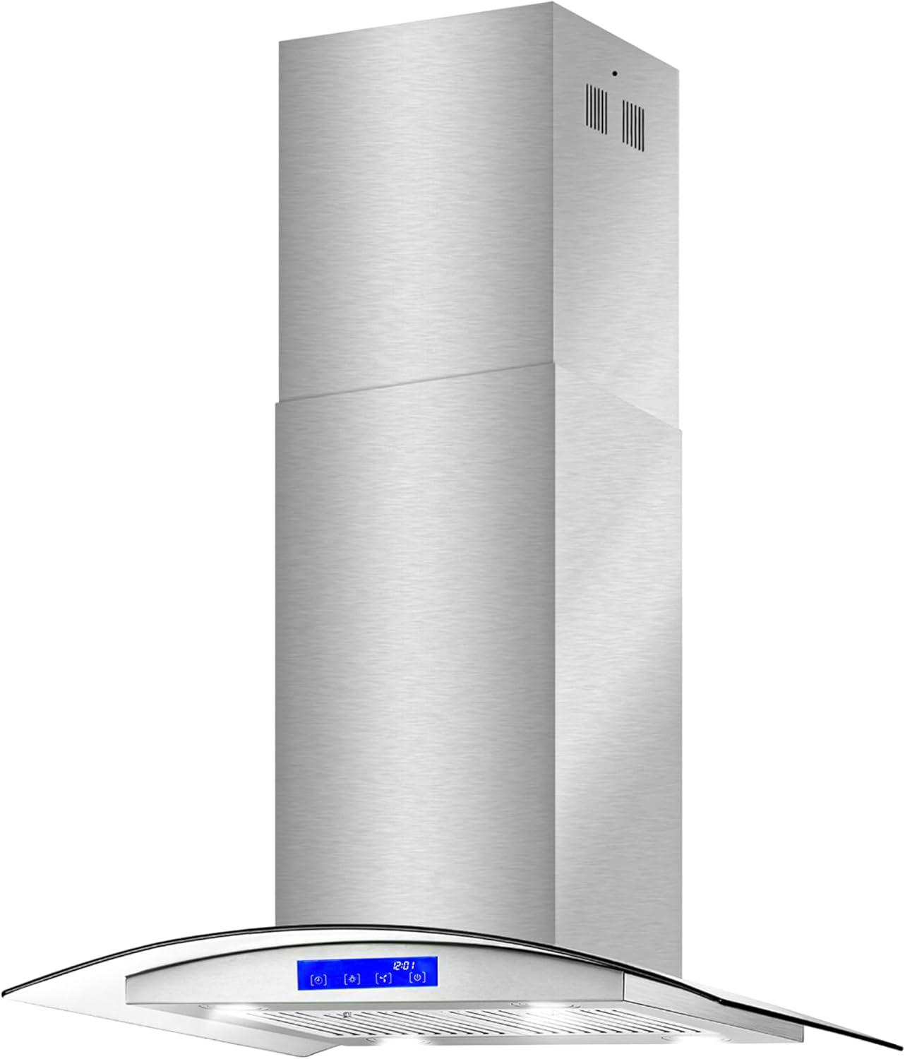 Cosmo 30 in. Ducted Island Range Hood in Stainless Steel with LED Lighting and Permanent Filters
