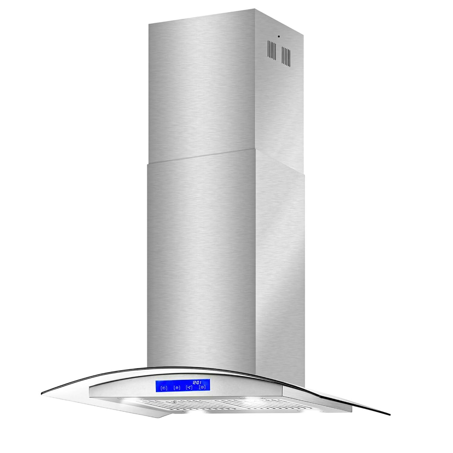 Cosmo 30 in. Ducted Island Range Hood in Stainless Steel with LED Lighting and Permanent Filters